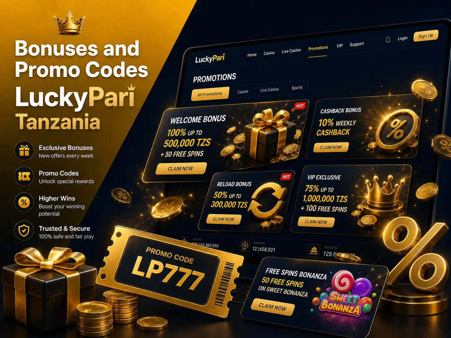 LuckyPari Tanzania Bonuses and Promo Codes