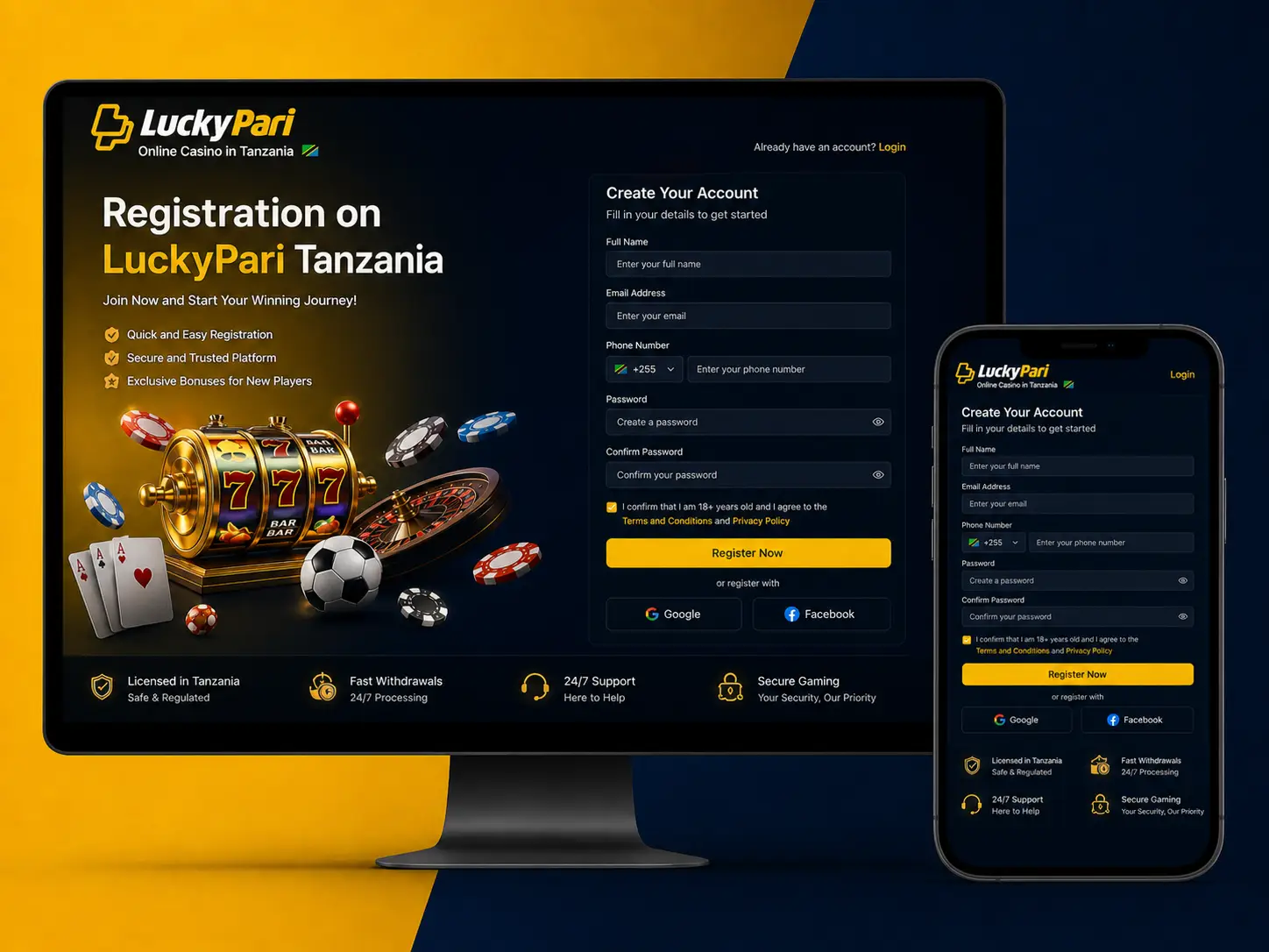 Registration on LuckyPari Tanzania